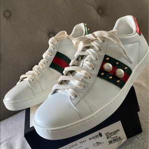Brand New White Gucci Tennis Shoes